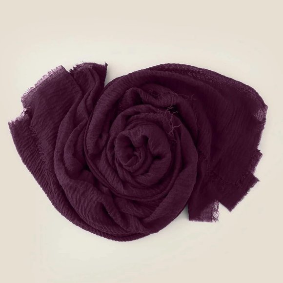 Super Soft Raw Hem Solid Gauze Scarf Shawl Head Wrap for All Seasons - Mustard - Picture 7 of 13